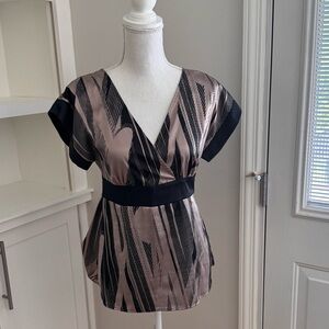H&M Black and Tan Patterned Blouse